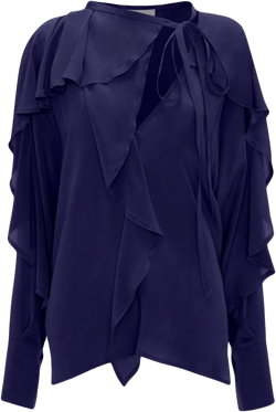 tie-detail ruffled silk blouse