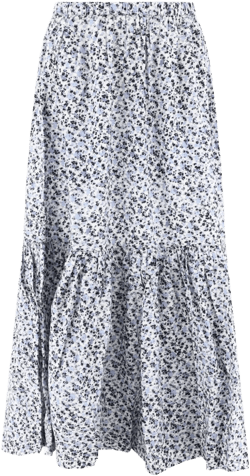 floral-print organic-cotton flounce maxi skirt