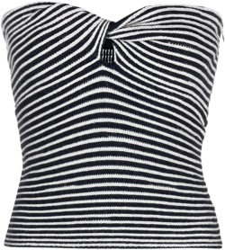 Twista striped crochet-knit wool top