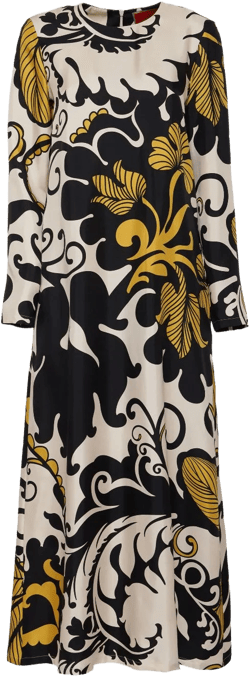 graphic-print silk midi dress