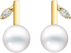18kt yellow gold Kugel pearl and diamond earrings