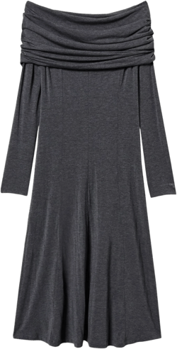 off-shoulder midi dress