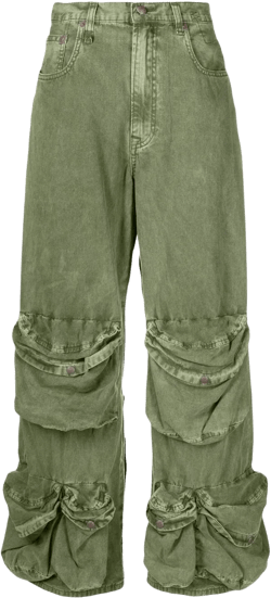 Utility multi-pocket wide-leg jeans