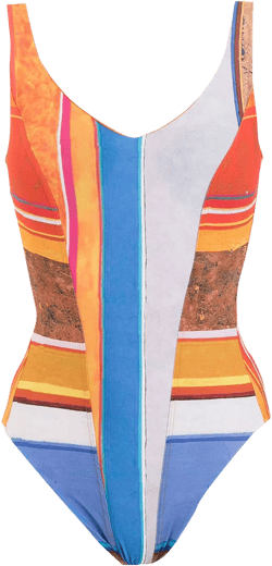 striped open-back swimsuit
