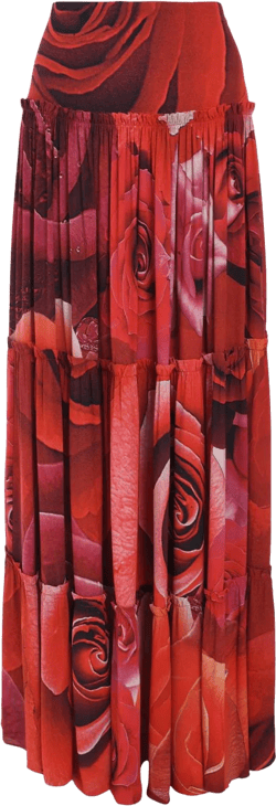 Rose-print maxi skirt