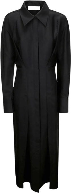 long-sleeve silk shirt dress
