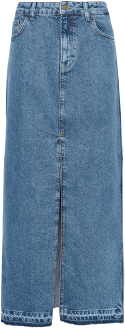 mid-rise denim maxi skirt