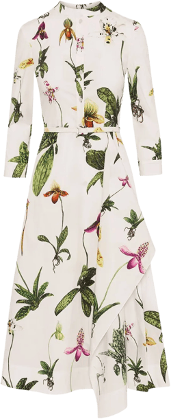 Orchid 3/4 sleeve cotton-poplin dress