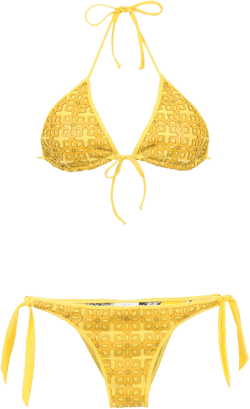 textured triangle top bikini set