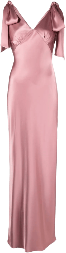 bow-detail V-neck gown