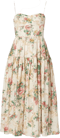 floral-print linen dress
