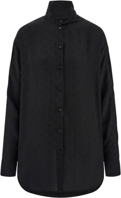 sash-collar silk blouse