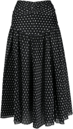 polka-dot print pleated skirt