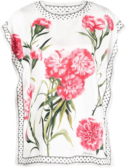 floral-print silk blouse