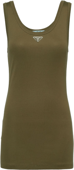 triangle-logo ribbed-knit tank top