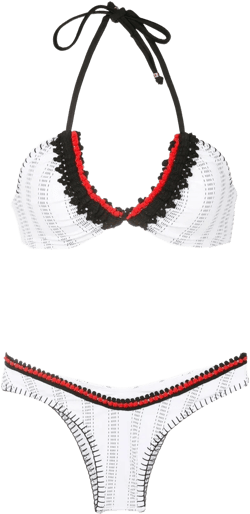 striped crochet-trim bikini set 