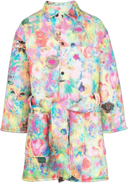 graphic-print trench coat