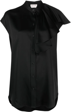sleeveless ruffled blouse