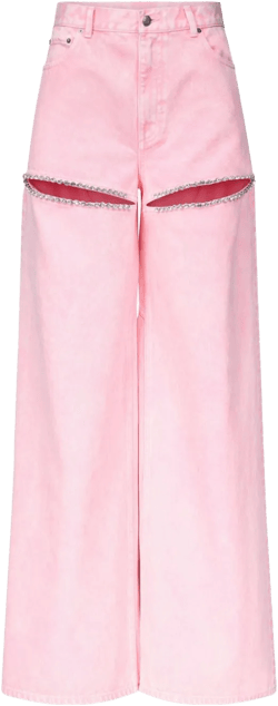 crystal-embellished high-rise wide-leg jeans