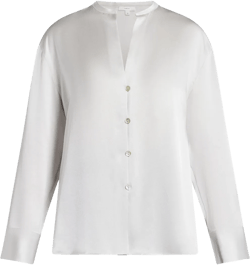 band-collar silk blouse