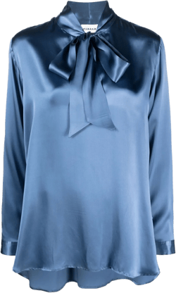 Stella gathered tie-neck silk blouse