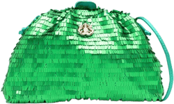 fringed sequin clutch bag