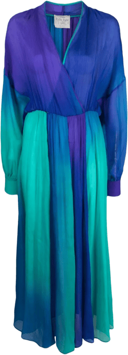 colour-block pleated silk maxi dress