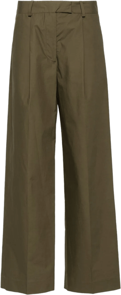 poplin straight-leg trousers