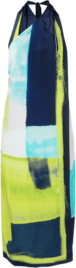 abstract-print wraparound midi dress