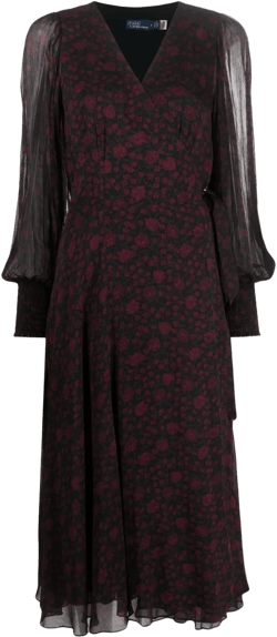 floral-print wrap midi dress