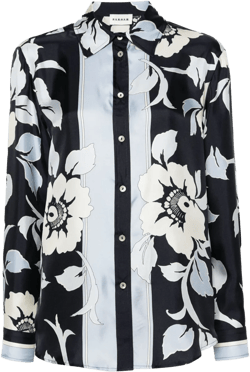 floral-print silk shirt