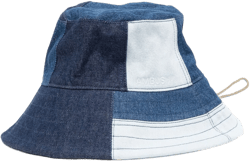 denim patchwork drawstring bucket hat