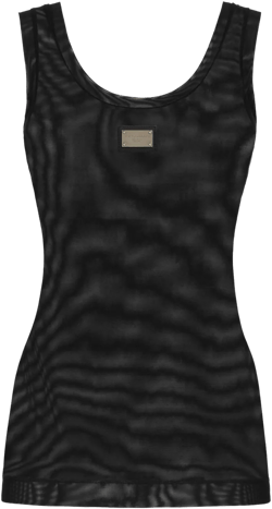 logo-plaque U-neck tank top