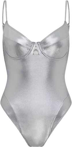 metallic-finish swimsuit 