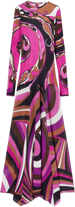 Orchidee and Iride-print maxi dress 