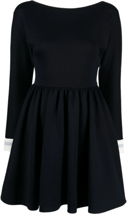 ribbed-trim long sleeve dress