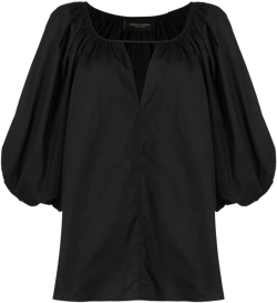 cut out-detail puff-sleeve blouse