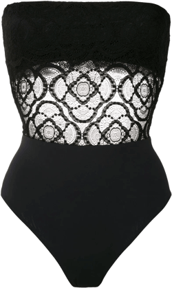 lace panels strapless swimsuit