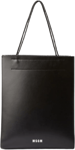 logo-print leather tote bag