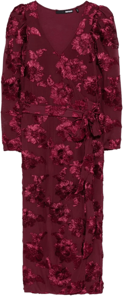 floral-appliqué wrap dress 