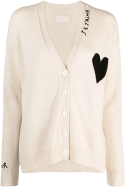 Mirka heart-embroidered cashmere cardigan