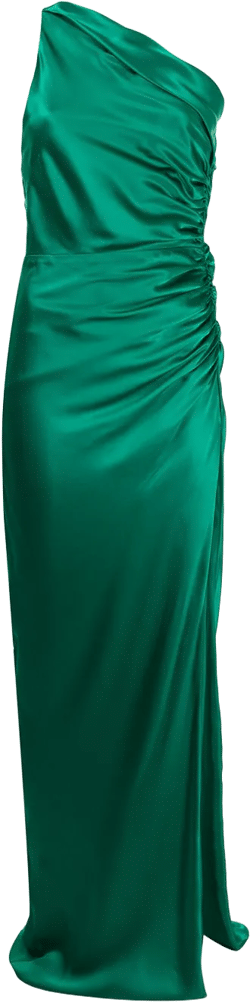 asymmetric gathered gown