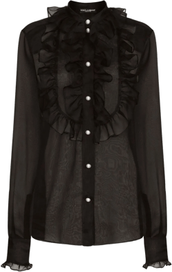 frilled-detail silk blouse
