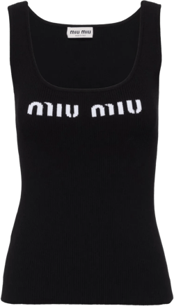 logo-knit ribbed tank top