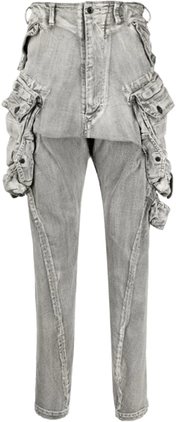 Plaster cargo drop-crotch jeans