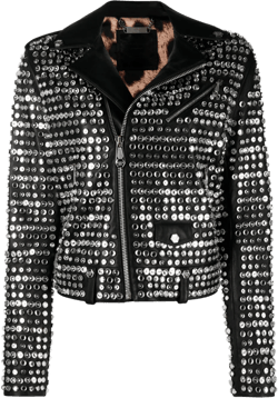 crystal-embellished leather jacket