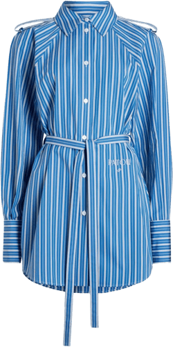 striped mini shirt dress