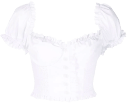ruffled smock cropped cotton top