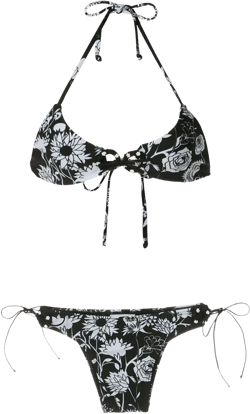 contrasting print bikini set