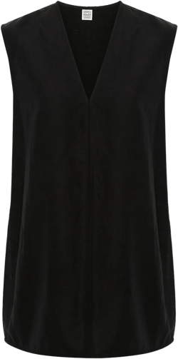 V-neck long-length vest